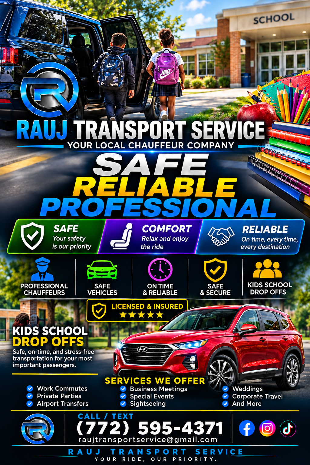 Kids school drop-off promo flyer